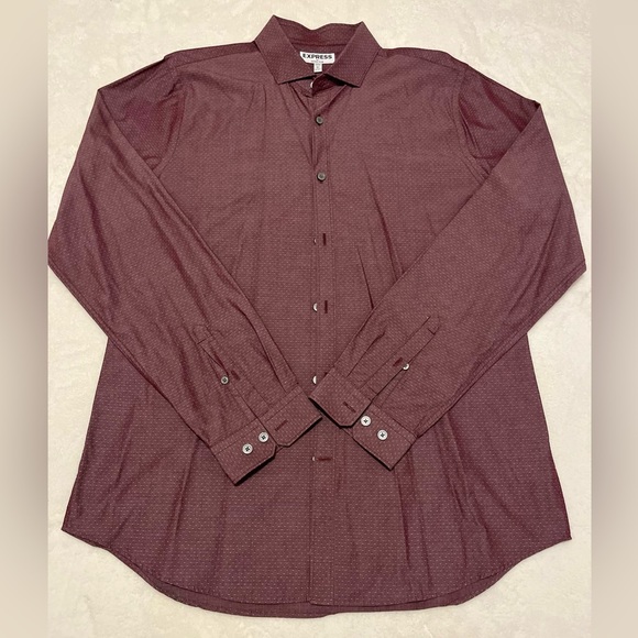 Express Men's Extra Slim Fit Burgundy Dress Shirt - Picture 5 of 13